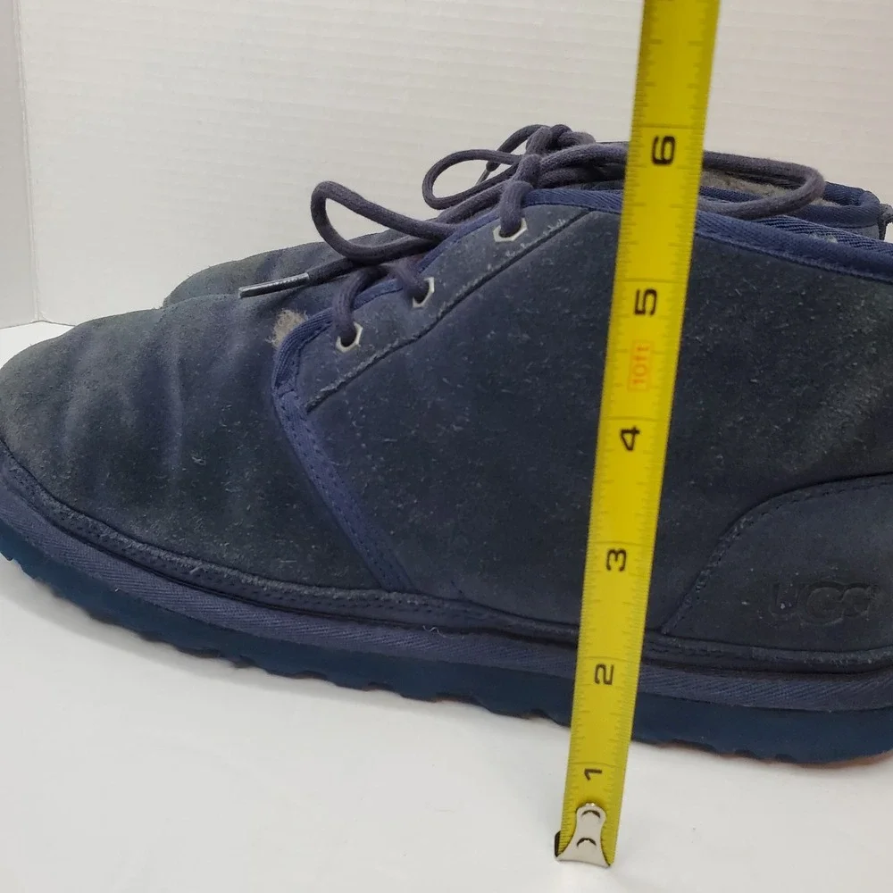 UGG‎ Neumel Mens Navy Blue Suede Sheepskin Lined Chukka Boots Size 11 Urban Cozy